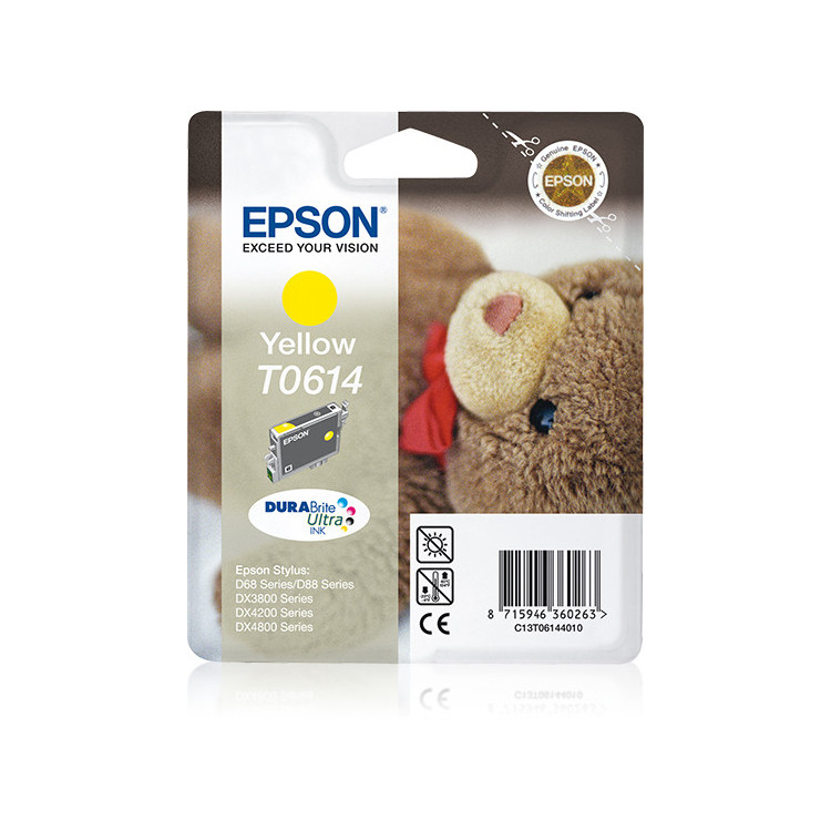 Epson Teddybear Tinteiro Amarelo T0614 Tinta DURABrite Ultra (c alarme RF+AM)