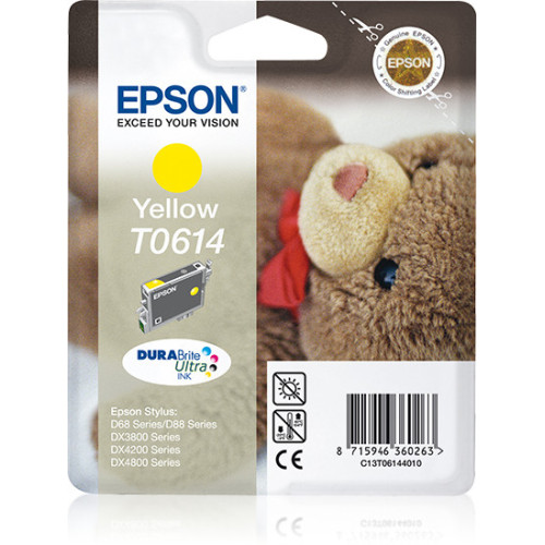 Epson Teddybear Tinteiro Amarelo T0614 Tinta DURABrite Ultra (c alarme RF+AM) Epson Teddybear Tinteiro Amarelo T0614 Tinta DURABrite Ultra (c alarme RF+AM)