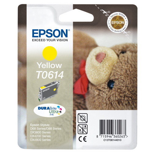 Epson Teddybear Tinteiro Amarelo T0614 Tinta DURABrite Ultra (c alarme RF+AM) Epson Teddybear Tinteiro Amarelo T0614 Tinta DURABrite Ultra (c alarme RF+AM)