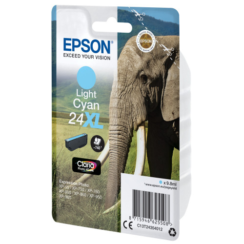 Epson Elephant C13T24354022 tinteiro 1 unidade(s) Original Rendimento alto (XL) Ciano claro Epson Elephant C13T24354022 tinteiro 1 unidade(s) Original Rendimento alto (XL) Ciano claro