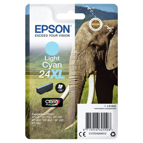Epson Elephant C13T24354022 tinteiro 1 unidade(s) Original Rendimento alto (XL) Ciano claro Epson Elephant C13T24354022 tinteiro 1 unidade(s) Original Rendimento alto (XL) Ciano claro