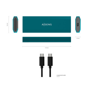 AISENS ASM2-019BLU Caixa para Discos Rígidos Compartimento SSD Azul M.2