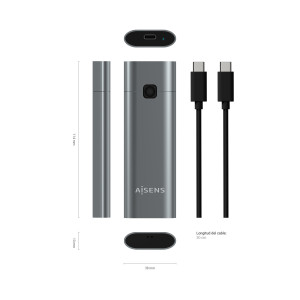 AISENS ASM2-021GR Caixa para Discos Rígidos Compartimento SSD Cinzento M.2 2