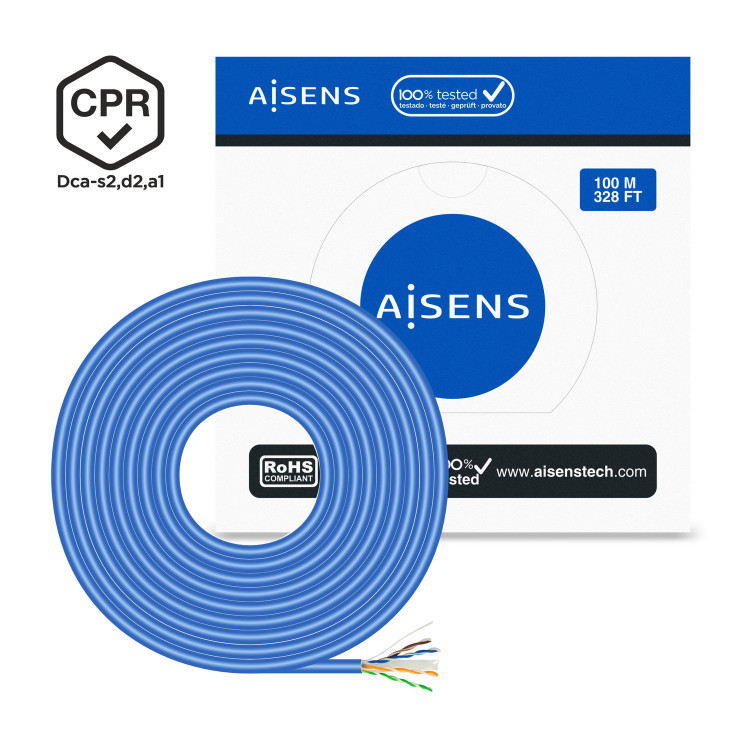 AISENS A135-0662 cabo de rede Azul 100 m Cat6 U UTP (UTP)