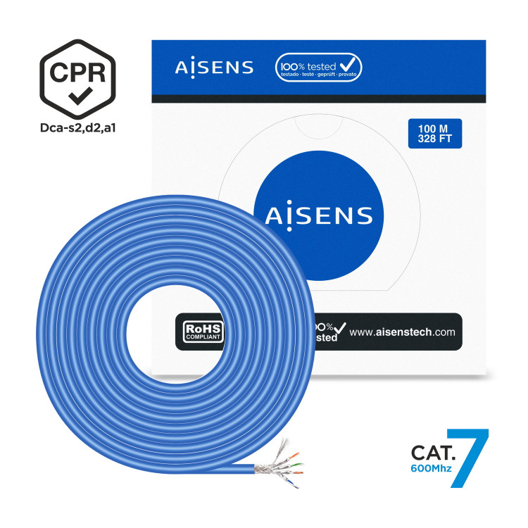 AISENS A146-0664 cabo de rede Azul 100 m Cat7 SF UTP (S-FTP)