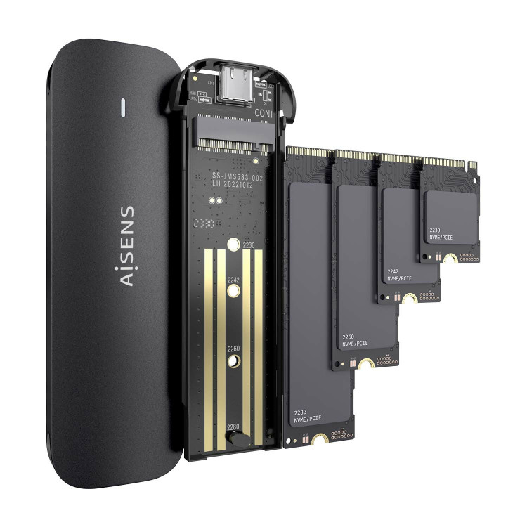 AISENS ASM2-024B Caixa para Discos Rígidos Compartimento SSD Preto M.2