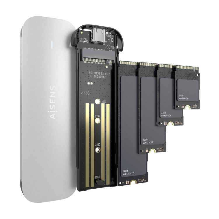 AISENS ASM2-025SL Caixa para Discos Rígidos Compartimento SSD Prateado M.2