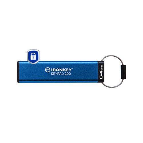 Kingston Technology IronKey Keypad 200 unidade de memória USB 64 GB USB Type-A 3.2 Gen 1 (3.1 Gen 1) Azul Kingston Technology IronKey Keypad 200 unidade de memória USB 64 GB USB Type-A 3.2 Gen 1 (3.1 Gen 1) Azul