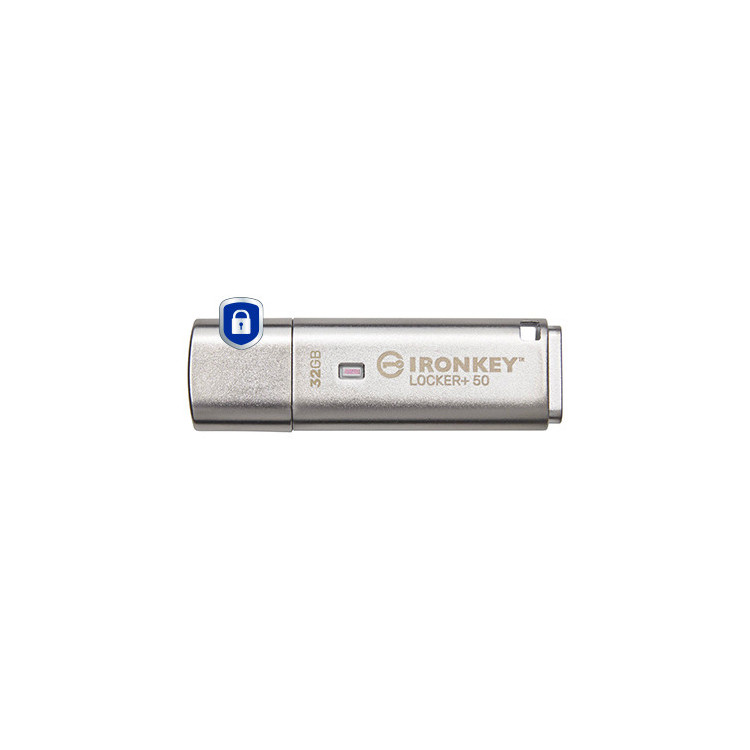 Kingston Technology IronKey Locker+ 50 unidade de memória USB 32 GB USB Type-A 3.2 Gen 1 (3.1 Gen 1) Prateado