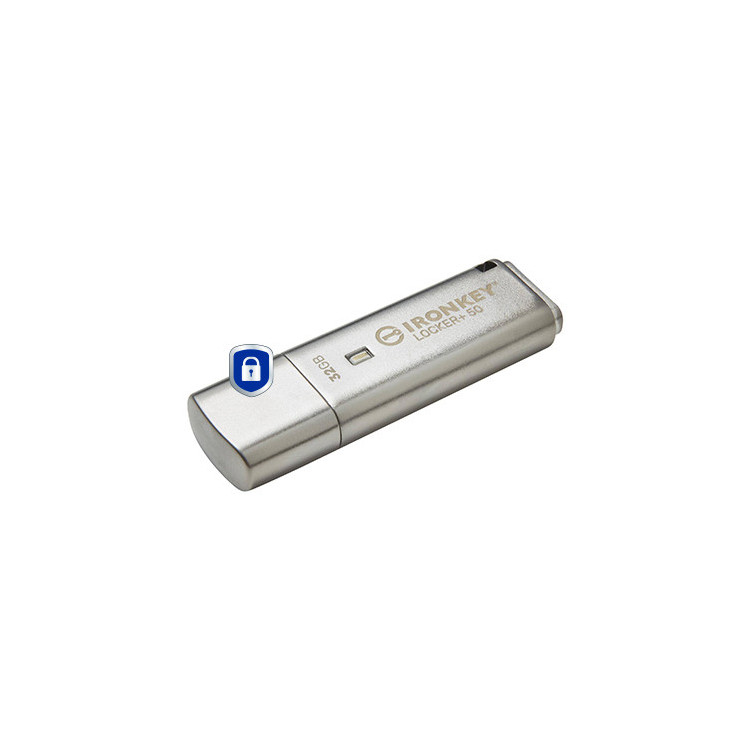 Kingston Technology IronKey Locker+ 50 unidade de memória USB 32 GB USB Type-A 3.2 Gen 1 (3.1 Gen 1) Prateado