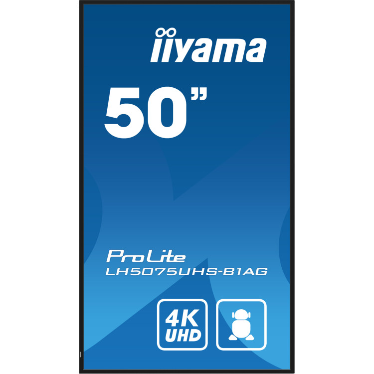 iiyama LH5075UHS-B1AG ecrã de sinalização Plasma digital 125,7 cm (49.5") LCD Wi-Fi 500 cd m² 4K Ultra HD Preto Processador