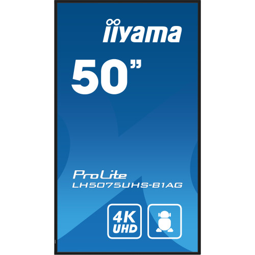 iiyama LH5075UHS-B1AG ecrã de sinalização Plasma digital 125,7 cm (49.5") LCD Wi-Fi 500 cd m² 4K Ultra HD Preto Processador