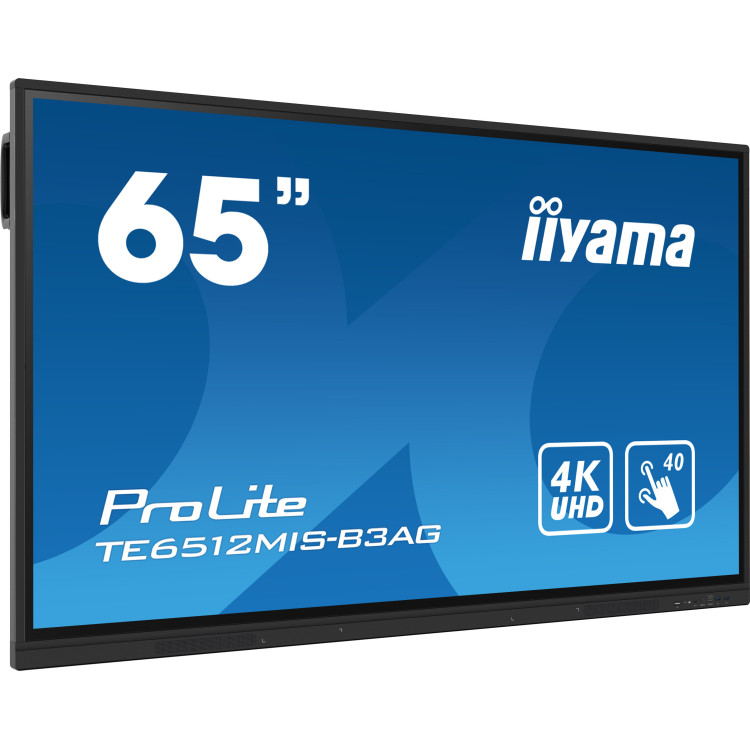 iiyama TE6512MIS-B3AG ecrã de sinalização Design de quiosque 165,1 cm (65") LCD Wi-Fi 400 cd m² 4K Ultra HD Preto Ecrã táctil