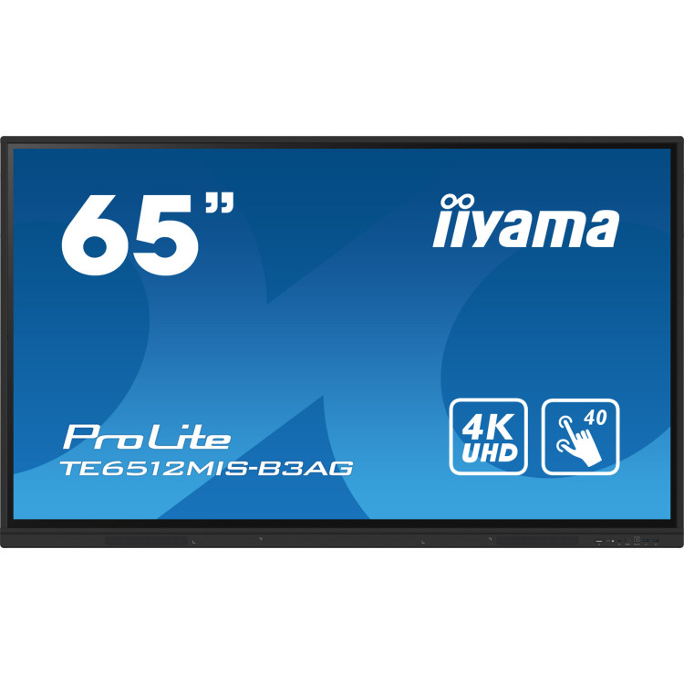 iiyama TE6512MIS-B3AG ecrã de sinalização Design de quiosque 165,1 cm (65") LCD Wi-Fi 400 cd m² 4K Ultra HD Preto Ecrã táctil