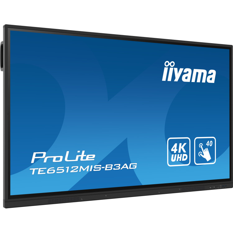 iiyama TE6512MIS-B3AG ecrã de sinalização Design de quiosque 165,1 cm (65") LCD Wi-Fi 400 cd m² 4K Ultra HD Preto Ecrã táctil