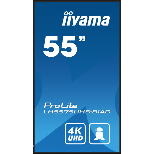iiyama LH5575UHS-B1AG ecrã de sinalização Plasma digital 138,7 cm (54.6") LCD Wi-Fi 500 cd m² 4K Ultra HD Preto Processador iiyama LH5575UHS-B1AG ecrã de sinalização Plasma digital 138,7 cm (54.6") LCD Wi-Fi 500 cd m² 4K Ultra HD Preto Processador