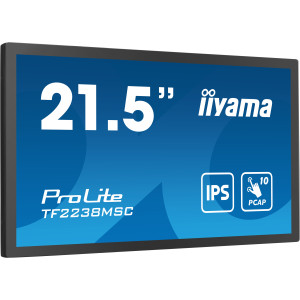 iiyama TF2238MSC-B1 ecrã de sinalização Quadro digital 53,3 cm (21") LED 600 cd m² Full HD Preto Ecrã táctil
