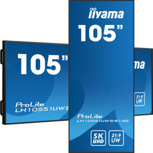 iiyama LH10551UWS-B1AG ecrã de sinalização Plasma digital 2,66 m (104.7") LED 500 cd m² UltraWide 5K HD Preto 24 7