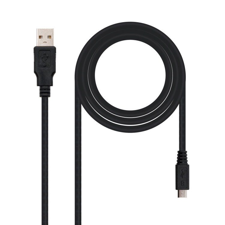 Nanocable 10.01.0500 cabo USB USB 2.0 0,8 m USB A Micro-USB B Preto