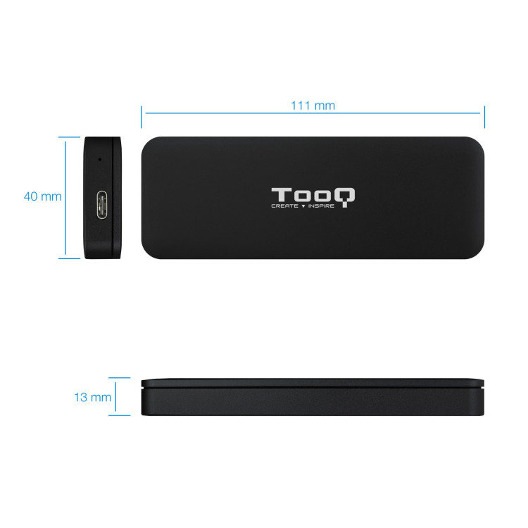 TooQ TQE-2280B Caixa para Discos Rígidos Compartimento SSD Preto M.2