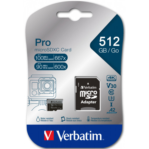 Verbatim 47046 cartão de memória 512 GB MicroSDXC UHS-I Classe 10 Verbatim 47046 cartão de memória 512 GB MicroSDXC UHS-I Classe 10