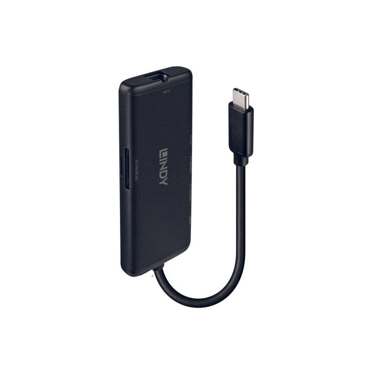 Lindy 43358 base & duplicador de portas Com fios USB 3.2 Gen 1 (3.1 Gen 1) Type-C Preto