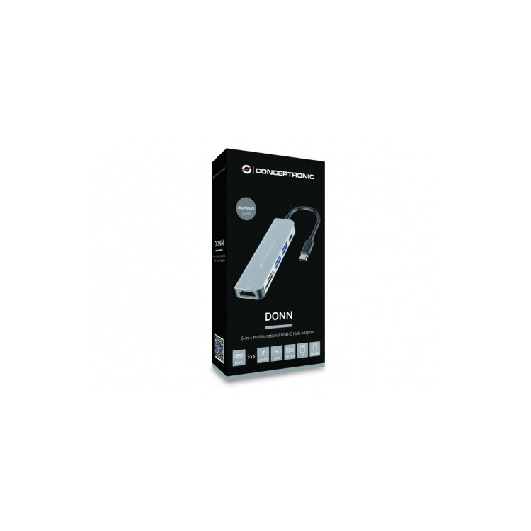 Conceptronic DONN02G base & duplicador de portas USB 3.2 Gen 1 (3.1 Gen 1) Type-C Alumínio