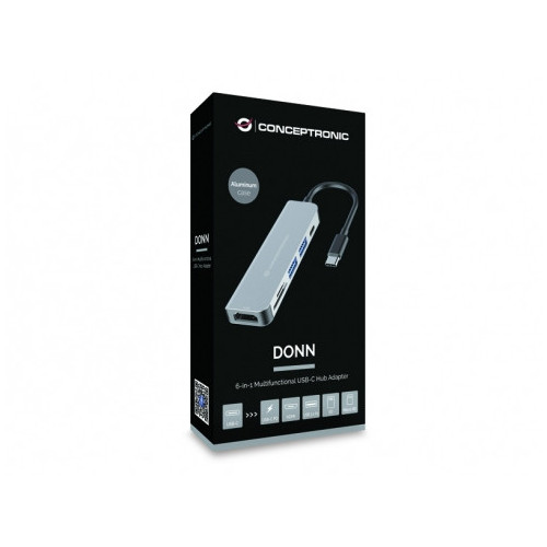 Conceptronic DONN02G base & duplicador de portas USB 3.2 Gen 1 (3.1 Gen 1) Type-C Alumínio