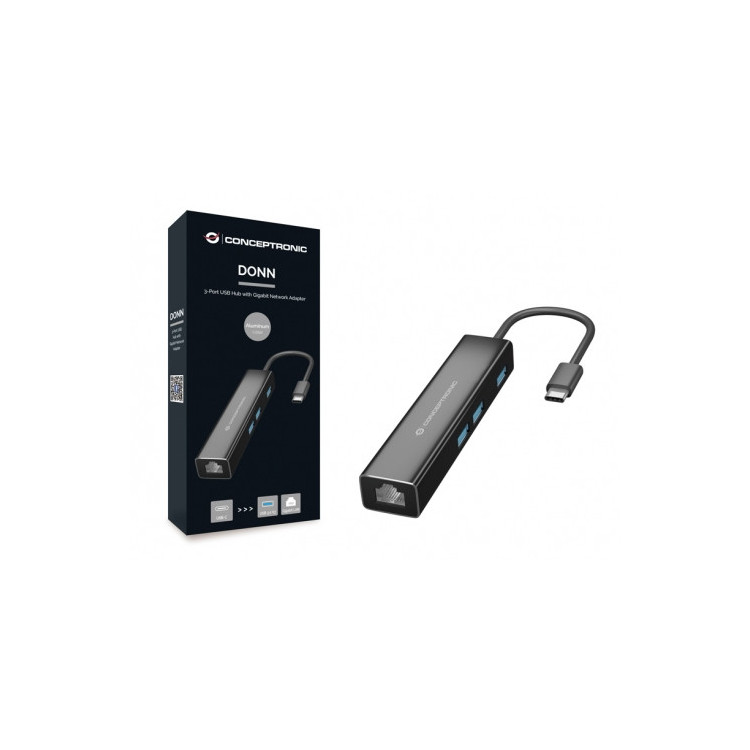 Conceptronic DONN07B base & duplicador de portas USB 3.2 Gen 1 (3.1 Gen 1) Type-C Preto