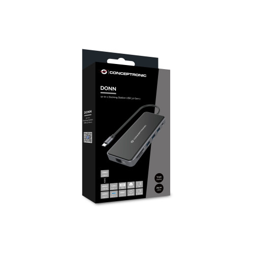 Conceptronic DONN15G base & duplicador de portas Com fios USB 3.2 Gen 1 (3.1 Gen 1) Type-C Cinzento Conceptronic DONN15G base & duplicador de portas Com fios USB 3.2 Gen 1 (3.1 Gen 1) Type-C Cinzento