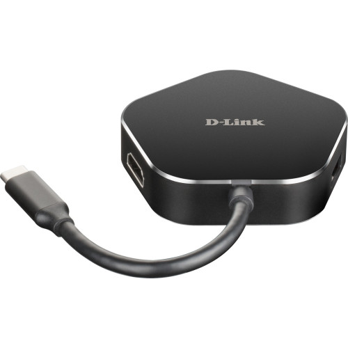 D-Link DUB-M420 base & duplicador de portas Com fios Thunderbolt 3 Alumínio, Preto