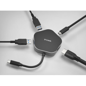 D-Link DUB-M420 base & duplicador de portas Com fios Thunderbolt 3 Alumínio, Preto 2