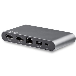 StarTech.com Dock USB C - DisplayPort com monitor duplo de 4K - Estação de encaixe mini para portátil - Passagem de