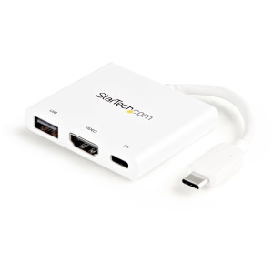 StarTech.com CDP2HDUACPW base & duplicador de portas Com fios USB 3.2 Gen 1 (3.1 Gen 1) Type-C Branco
