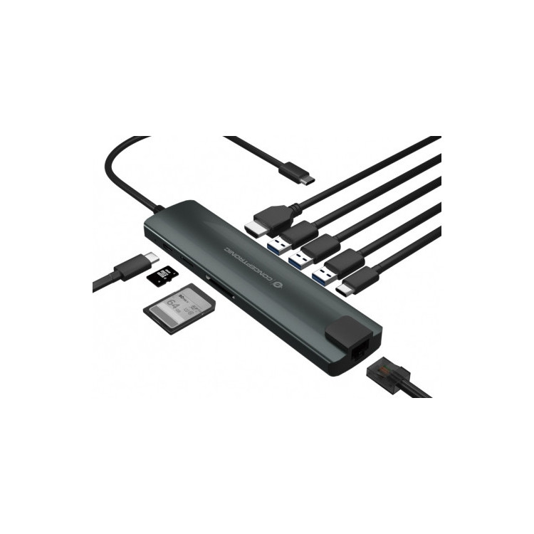 Conceptronic DONN06G USB 3.2 Gen 1 (3.1 Gen 1) Type-C Preto, Prateado