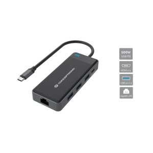Conceptronic DONN14G base & duplicador de portas Com fios USB 3.2 Gen 1 (3.1 Gen 1) Type-C Cinzento