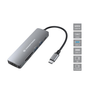 Conceptronic DONN11G base & duplicador de portas Com fios USB 3.2 Gen 1 (3.1 Gen 1) Type-C Cinzento