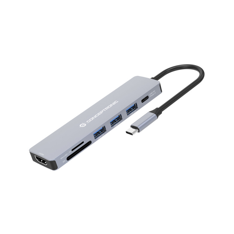 Conceptronic DONN19G base & duplicador de portas Com fios USB 3.2 Gen 1 (3.1 Gen 1) Type-C Cinzento