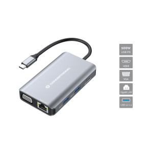 Conceptronic DONN21G base & duplicador de portas Com fios USB 3.2 Gen 1 (3.1 Gen 1) Type-C Cinzento 2