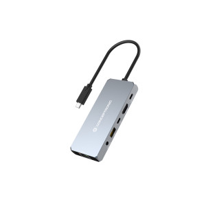 Conceptronic DONN22G base & duplicador de portas Com fios USB 3.2 Gen 2 (3.1 Gen 2) Type-C Cinzento