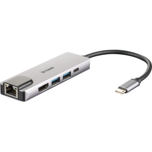 D-Link DUB-M520 base & duplicador de portas Com fios Thunderbolt 3 Alumínio
