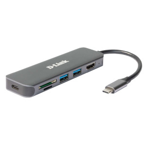 D-Link DUB-2327 base & duplicador de portas Com fios USB Type-C Cinzento
