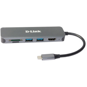 D-Link DUB-2327 base & duplicador de portas Com fios USB Type-C Cinzento 2