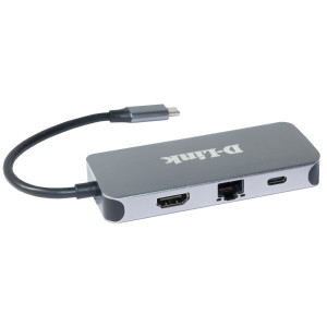D-Link DUB-2335 base & duplicador de portas Com fios USB Type-C Cinzento 2