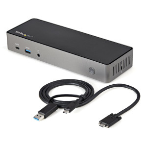 StarTech.com DK31C3HDPDUE base & duplicador de portas Com fios USB 3.2 Gen 2 (3.1 Gen 2) Type-C Preto, Cinzento