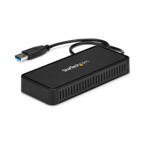 StarTech.com USBA2DPGB base & duplicador de portas Com fios USB 3.2 Gen 1 (3.1 Gen 1) Type-A Preto