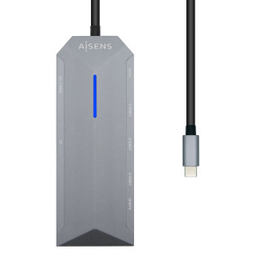 AISENS ASUC-9P001-GR base & duplicador de portas Com fios Thunderbolt 3 Cinzento 2
