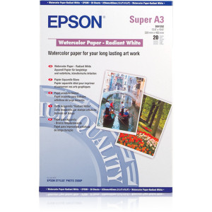 Epson Watercolor Paper - Radiant White, DIN A3+, 190g m², 20 Folhas
