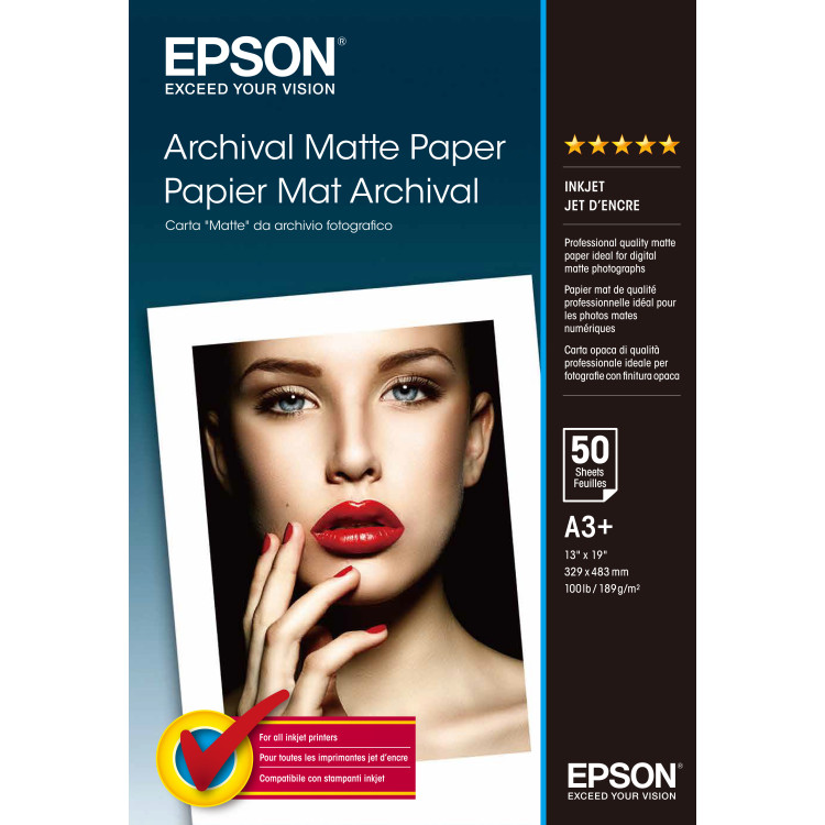 Epson Archival Matte Paper, DIN A3+, 192g m², 50 Folhas