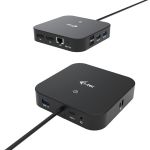 i-tec C31DUALDPDOCKPD base & duplicador de portas Com fios USB 3.2 Gen 1 (3.1 Gen 1) Type-C Preto